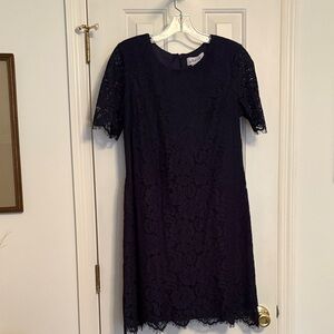 Sz 8 Jessica H Navy Lace Short Sleeve Dress - Lined